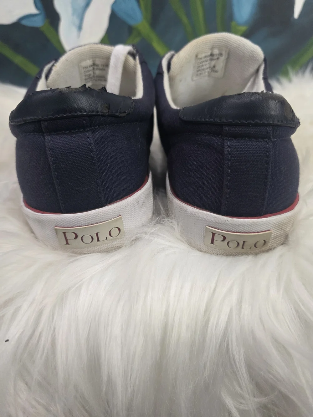 Vtg Polo Ralph Lauren Brisbane II Blue Canvas Lace Up Sneakers Men 9.5 Red Pony